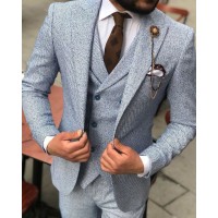 Retro herringbone wool slim fit men's suit  HF0412-03-01