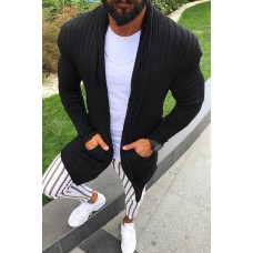 Men's Long-sleeved Cardigan Lapel Sweater Top